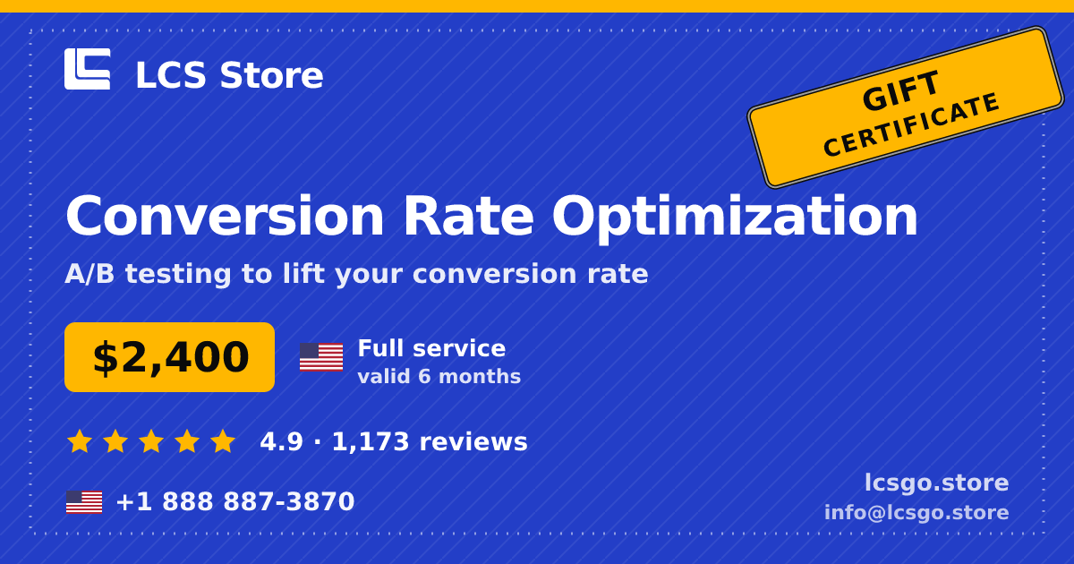 Conversion Rate Optimization gift certificate — $2,400, valid 6 months. LCS Store.