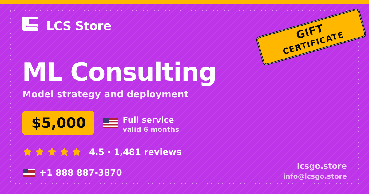 ML Consulting gift certificate — $5,000, valid 6 months. LCS Store.