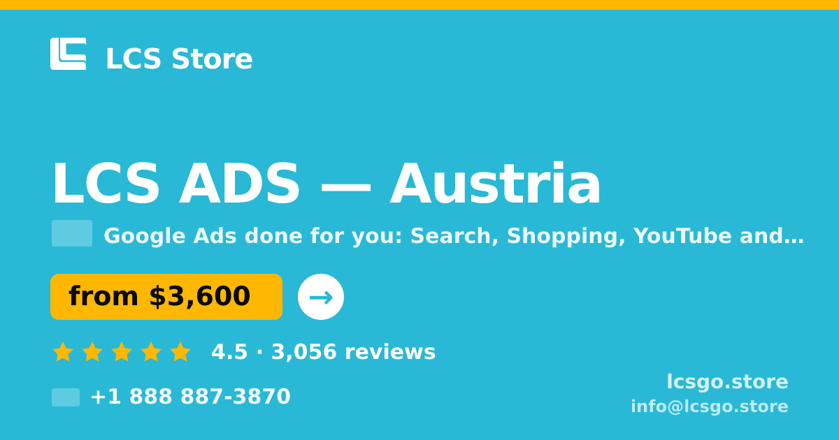 LCS ADS in Austria — from $3,600/mo, rated 4.5/5 by 3056 clients. LCS Store.