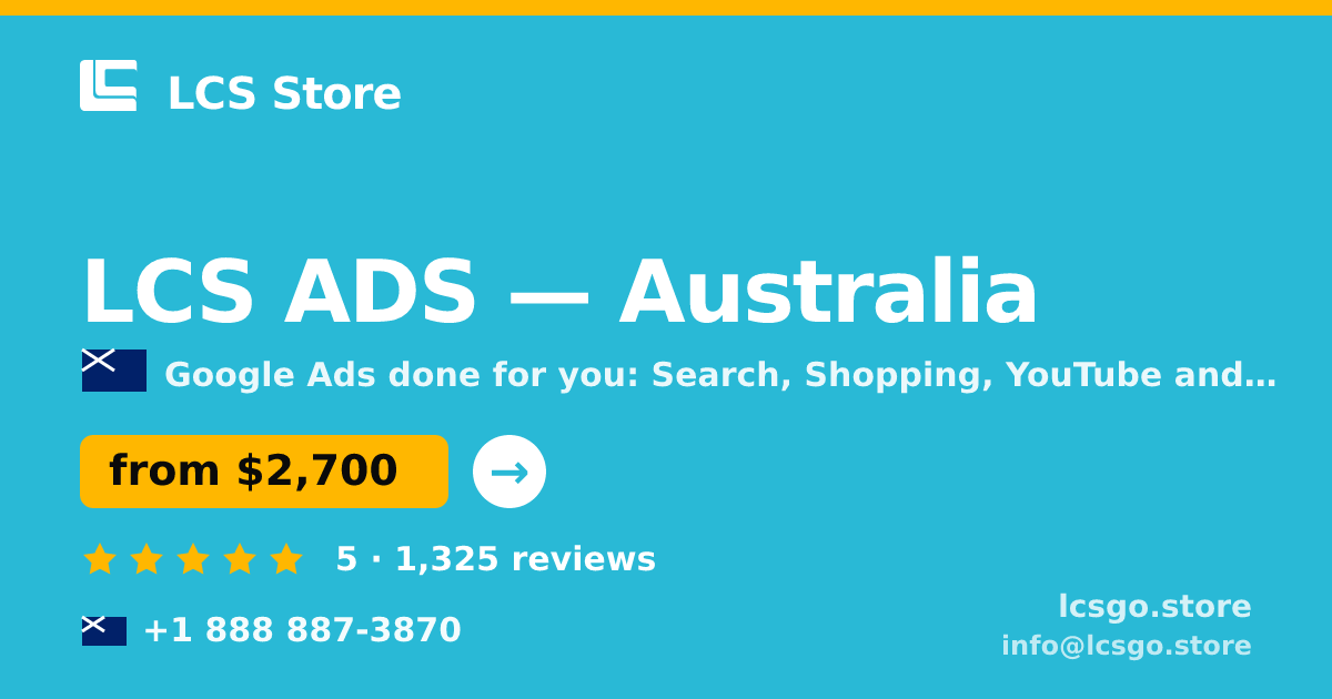 LCS ADS in Australia — from $2,700/mo, rated 5/5 by 1325 clients. LCS Store.