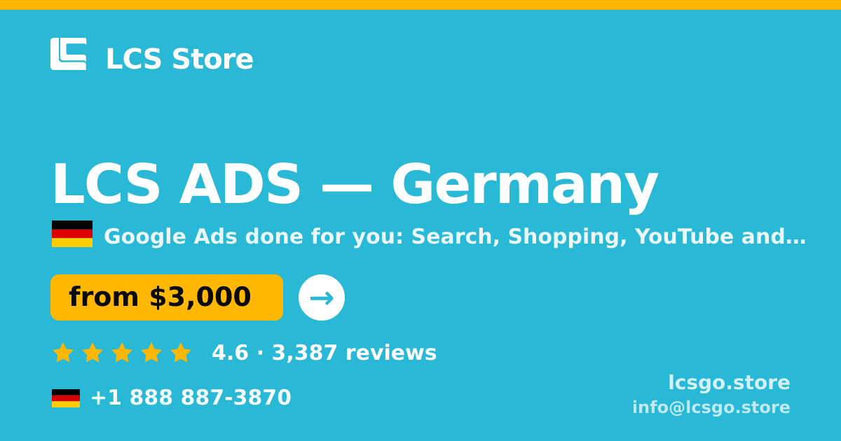 LCS ADS in Germany — from $3,000/mo, rated 4.6/5 by 3387 clients. LCS Store.