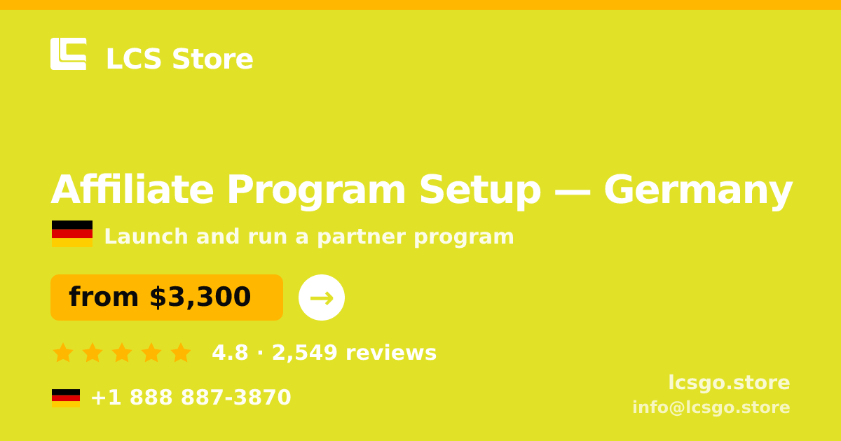 Affiliate Program Setup in Berlin — from $3,900, rated 4.8/5 by 937 clients. LCS Store.
