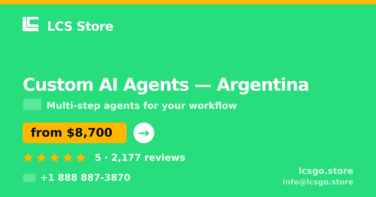 Custom AI Agents in Argentina — from $8,700, rated 5/5 by 2177 clients. LCS Store.