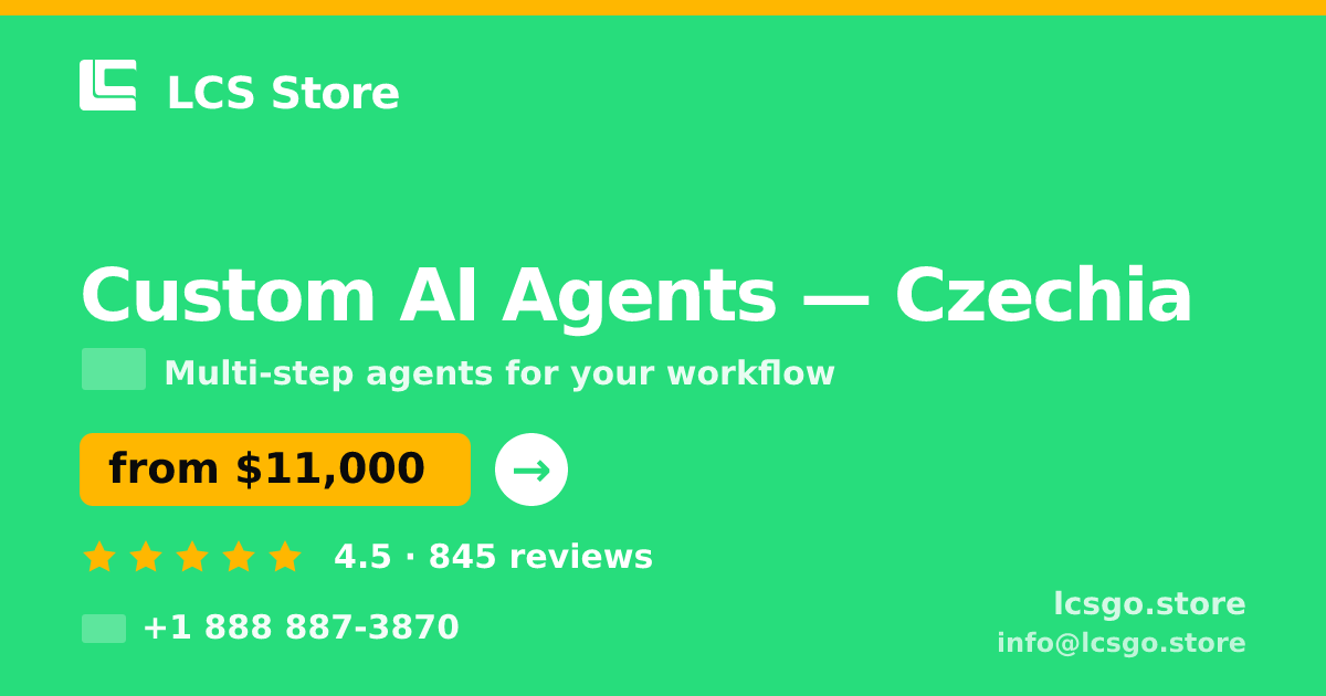 Custom AI Agents in Czechia — from $11,000, rated 4.5/5 by 845 clients. LCS Store.