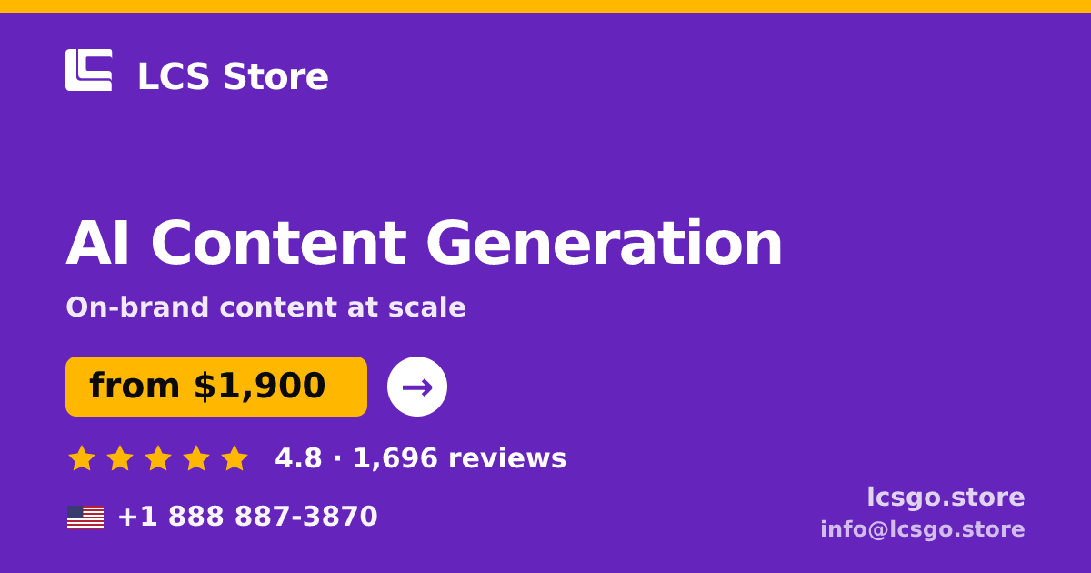 AI Content Generation in the USA — from $1,900/mo, rated 4.8/5 by 1696 clients. LCS Store.