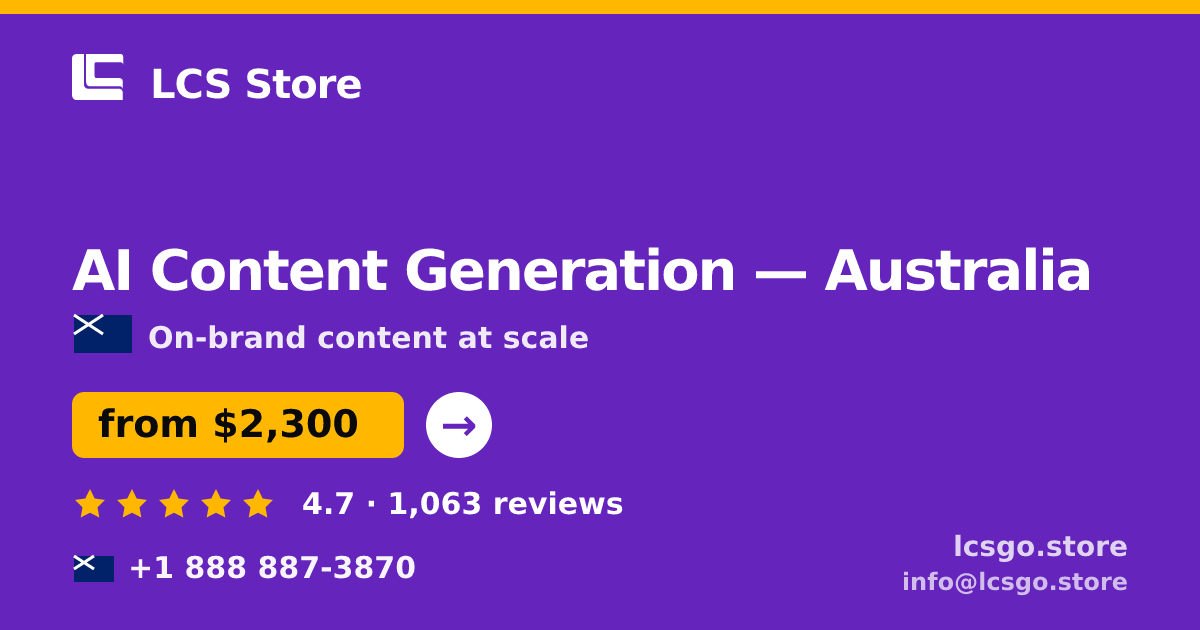 AI Content Generation in Brisbane — from $1,900/mo, rated 4.7/5 by 863 clients. LCS Store.