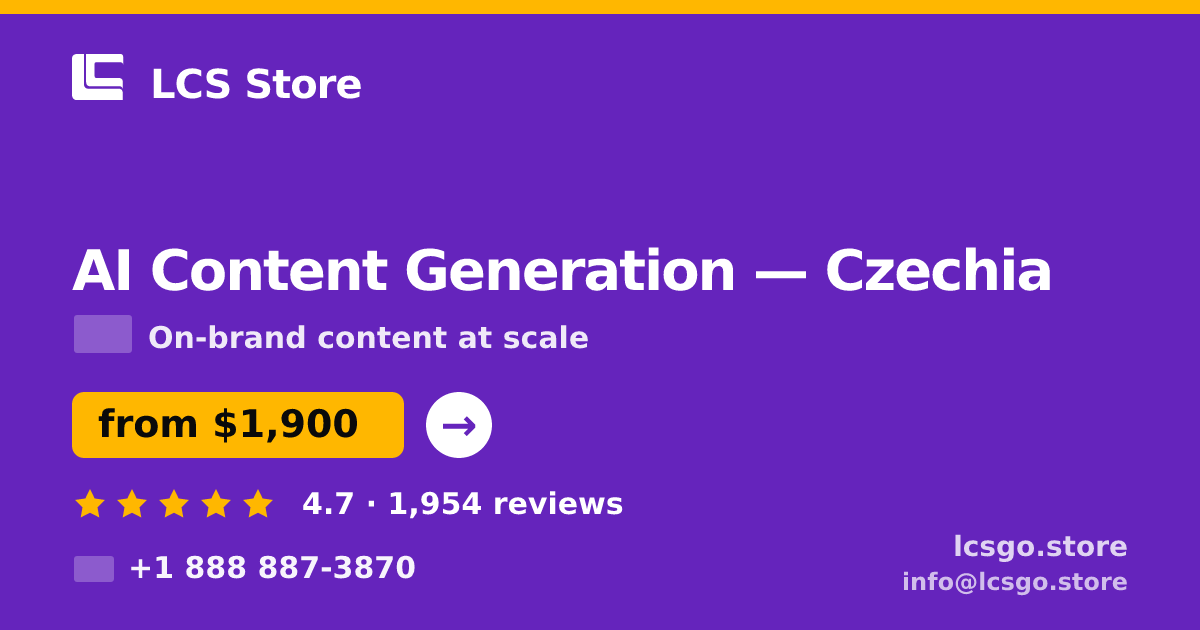 AI Content Generation in Czechia — from $1,900/mo, rated 4.7/5 by 1954 clients. LCS Store.