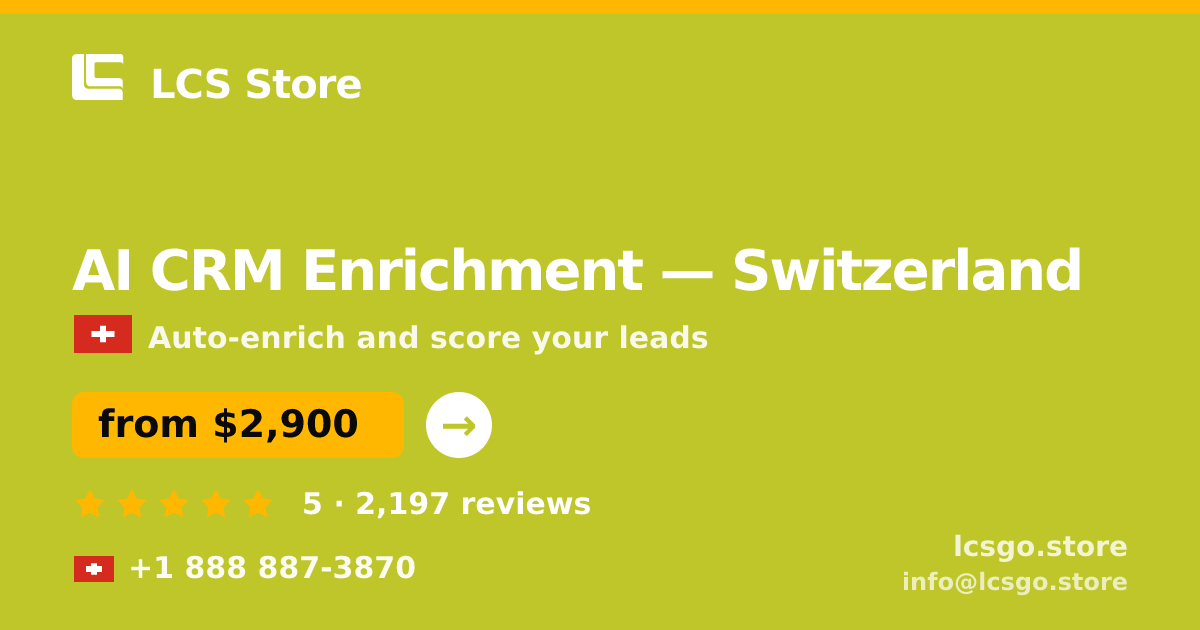 AI CRM Enrichment in Zürich — from $3,800/mo, rated 4.7/5 by 491 clients. LCS Store.