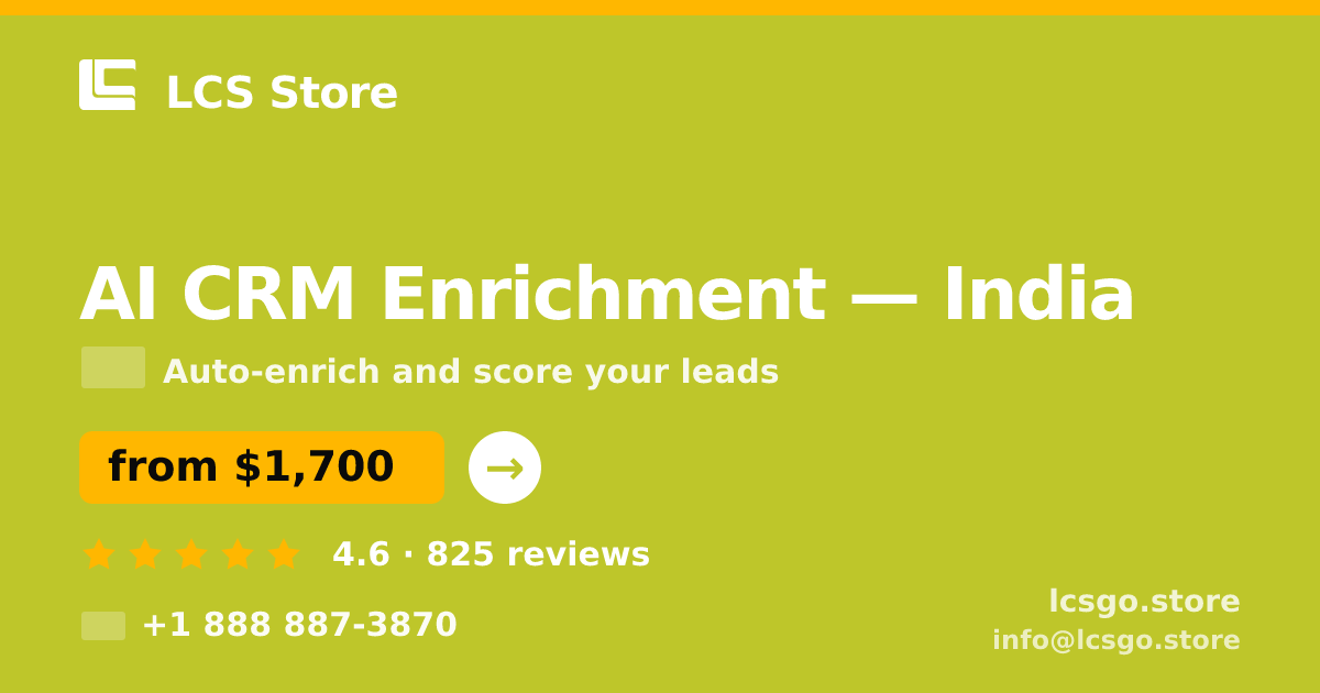 AI CRM Enrichment in India — from $1,700/mo, rated 4.6/5 by 825 clients. LCS Store.