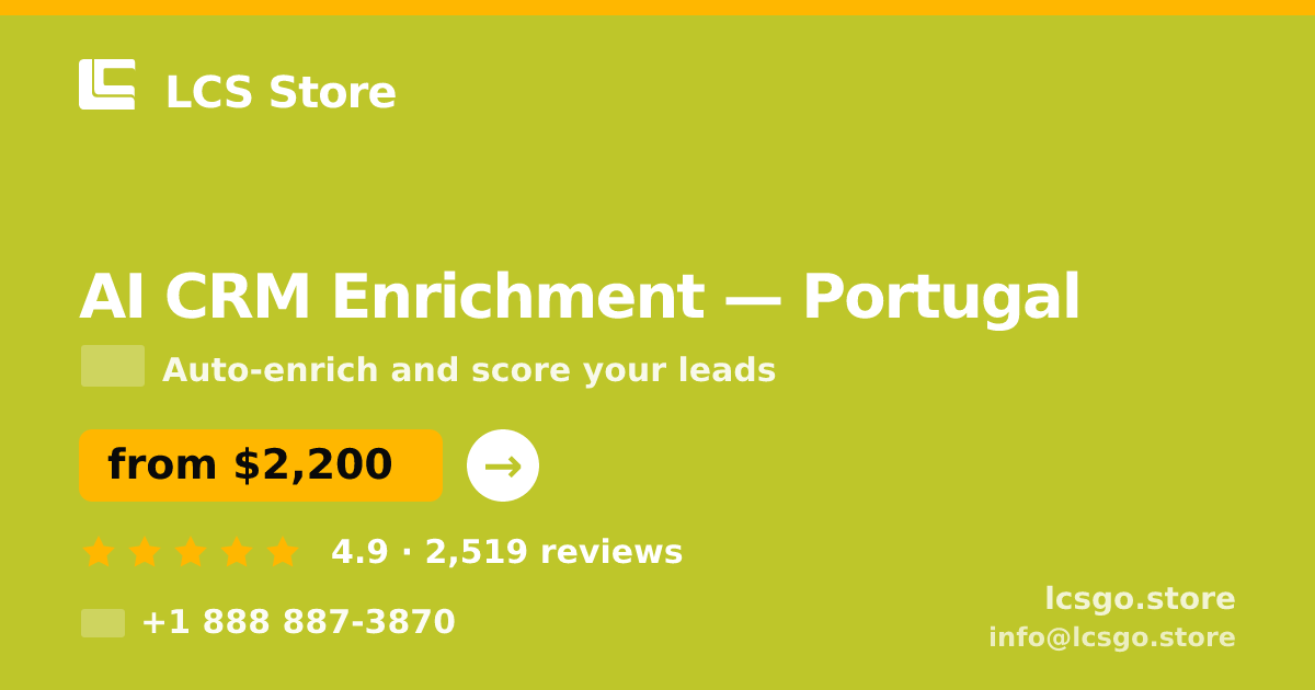 AI CRM Enrichment in Braga — from $2,100/mo, rated 4.7/5 by 590 clients. LCS Store.