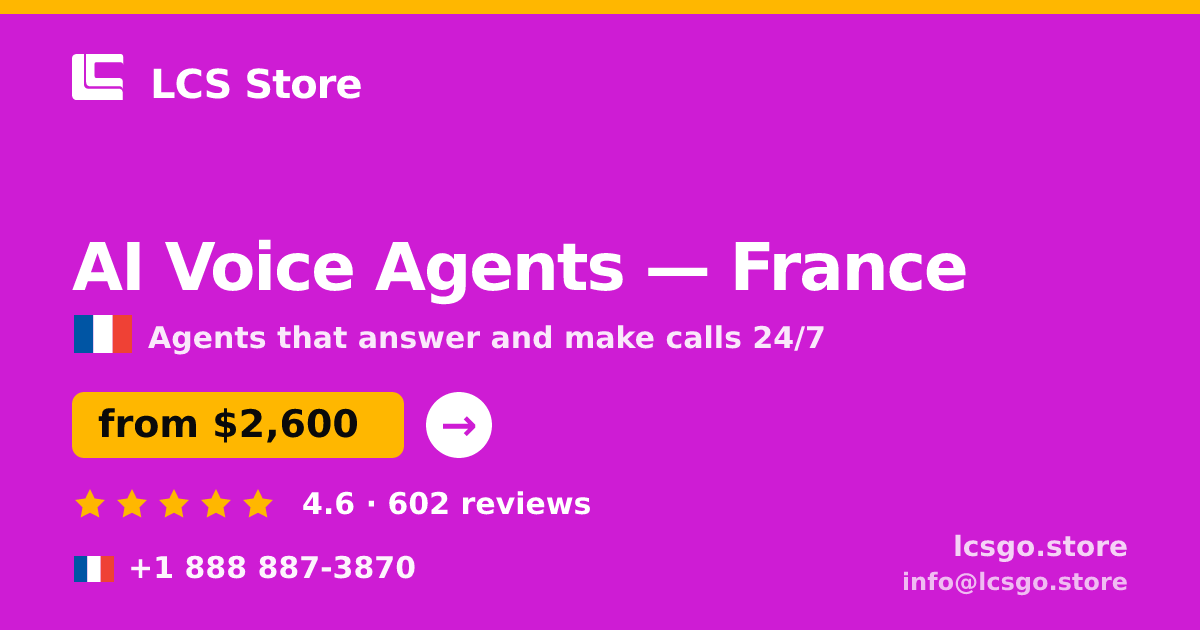 AI Voice Agents in Lyon — from $2,300/mo, rated 4.9/5 by 1539 clients. LCS Store.
