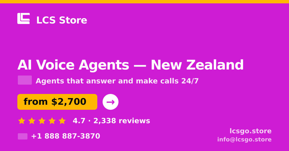 AI Voice Agents in Auckland — from $2,900/mo, rated 4.9/5 by 974 clients. LCS Store.