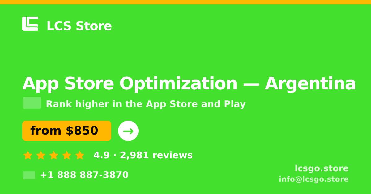 App Store Optimization in Argentina — from $850/mo, rated 4.9/5 by 2981 clients. LCS Store.