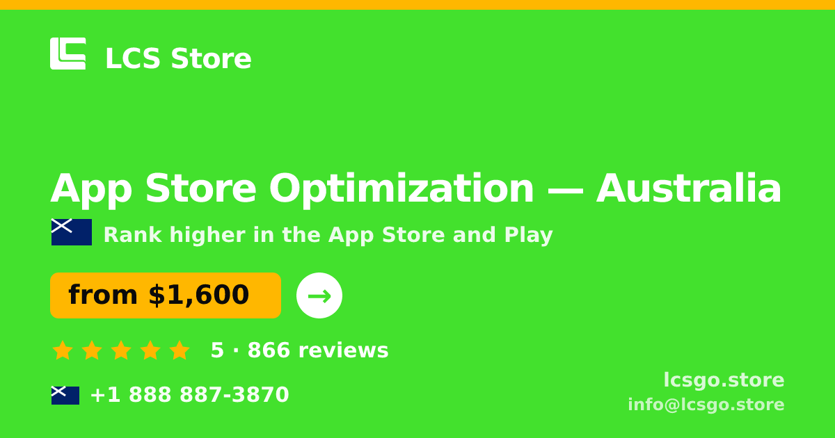 App Store Optimization in Perth — from $1,800/mo, rated 4.7/5 by 1719 clients. LCS Store.