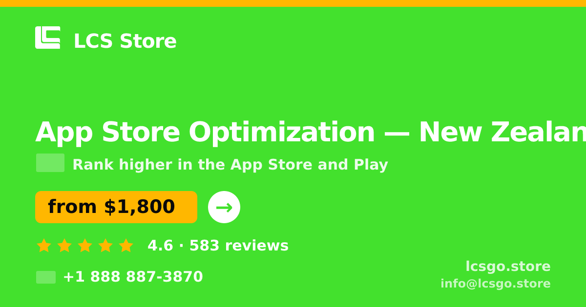 App Store Optimization in New Zealand — from $1,800/mo, rated 4.6/5 by 583 clients. LCS Store.