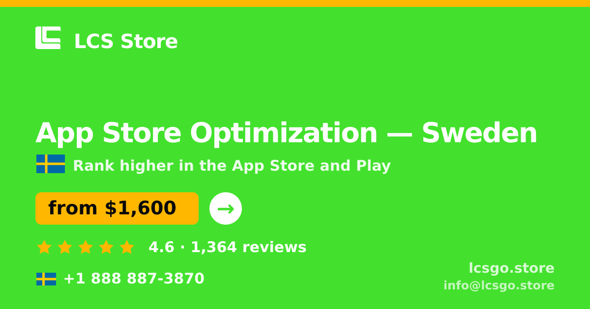 App Store Optimization in Malmö — from $1,900/mo, rated 4.7/5 by 420 clients. LCS Store.