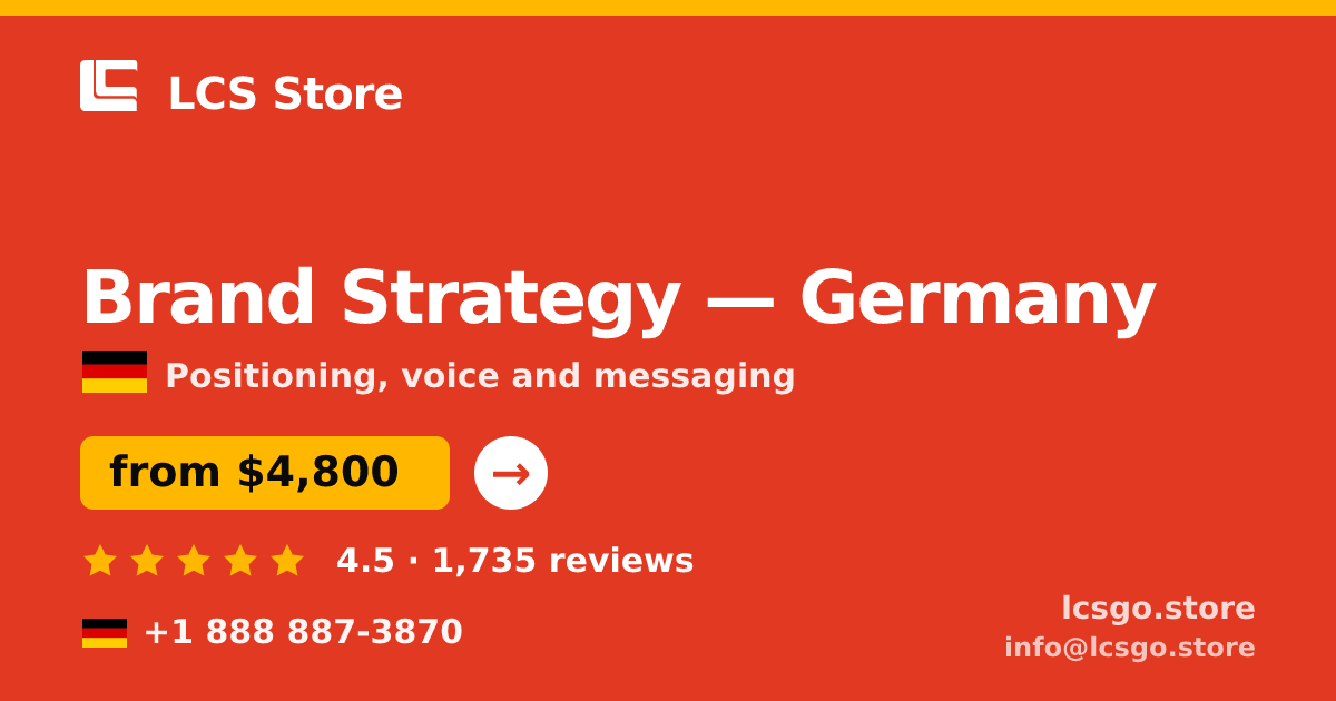 Brand Strategy in Frankfurt — from $5,100, rated 4.7/5 by 776 clients. LCS Store.