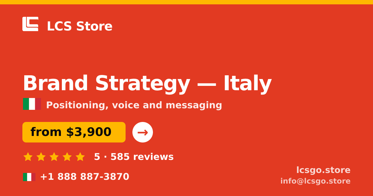 Brand Strategy in Rome — from $3,700, rated 4.9/5 by 1910 clients. LCS Store.