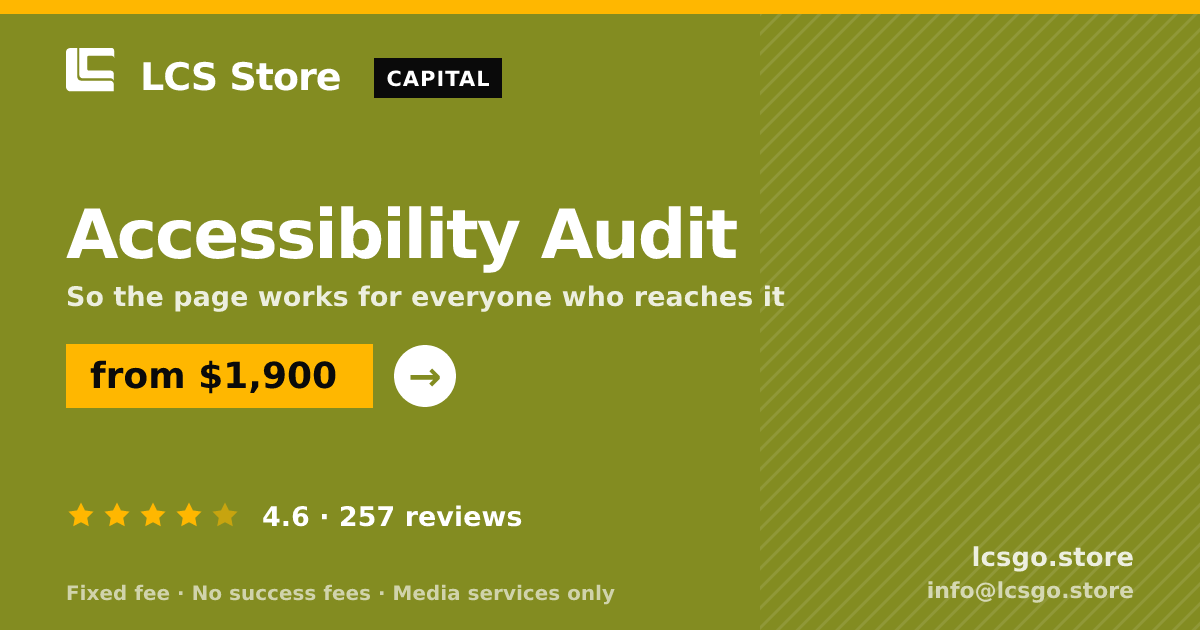 Accessibility Audit — from $1,900, rated 4.6/5 across 257 reviews. LCS Store.