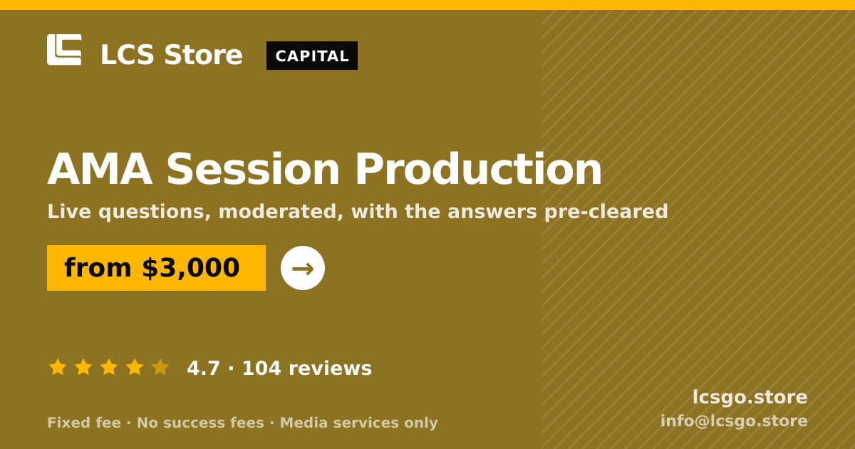 AMA Session Production — from $3,000, rated 4.7/5 across 104 reviews. LCS Store.