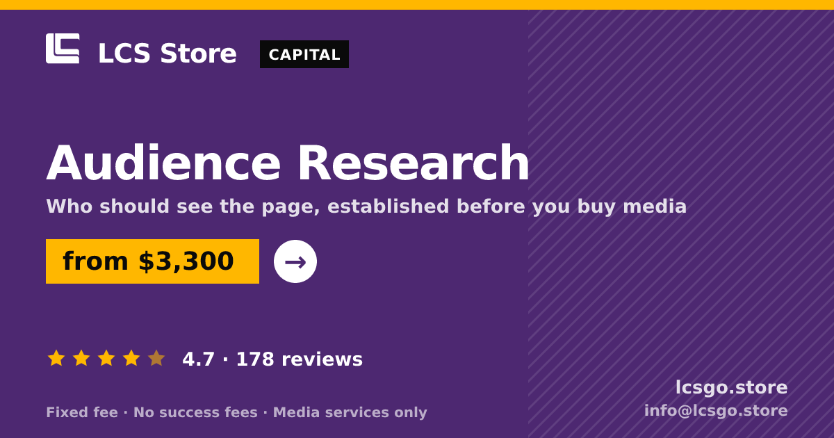 Audience Research — from $3,300, rated 4.7/5 across 178 reviews. LCS Store.