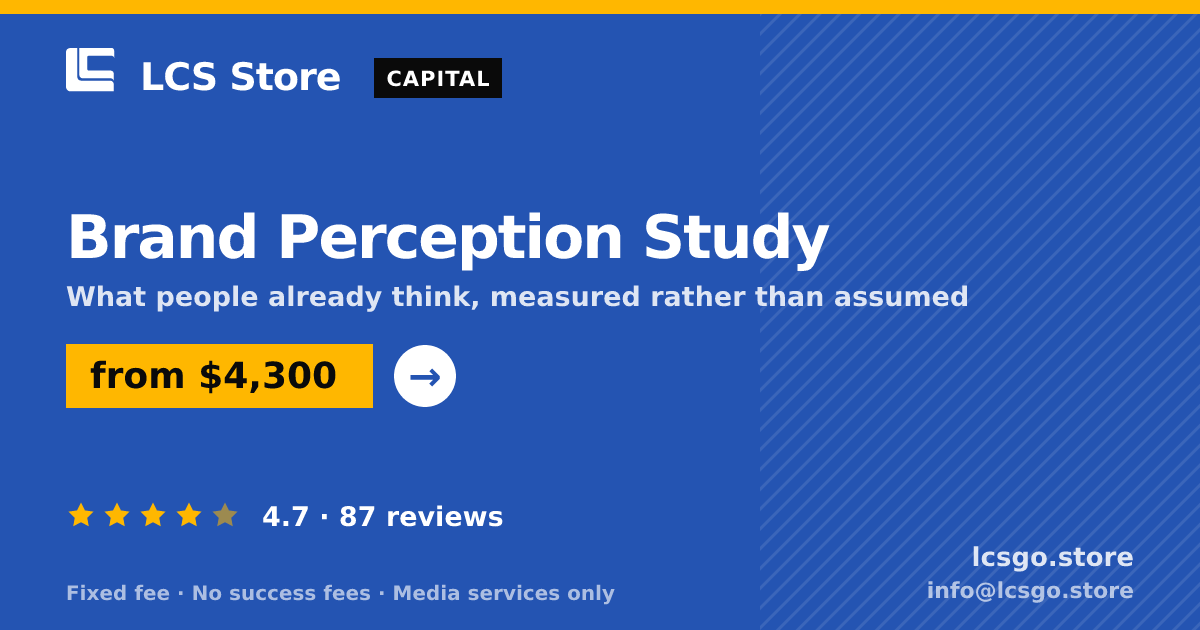 Brand Perception Study — from $4,300, rated 4.7/5 across 87 reviews. LCS Store.