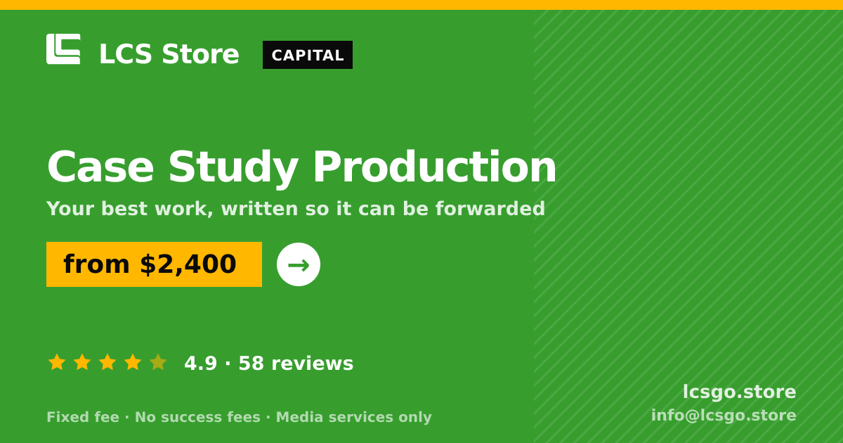 Case Study Production — from $2,400, rated 4.9/5 across 58 reviews. LCS Store.