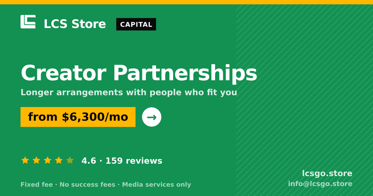 Creator Partnerships — from $6,300/mo, rated 4.6/5 across 159 reviews. LCS Store.