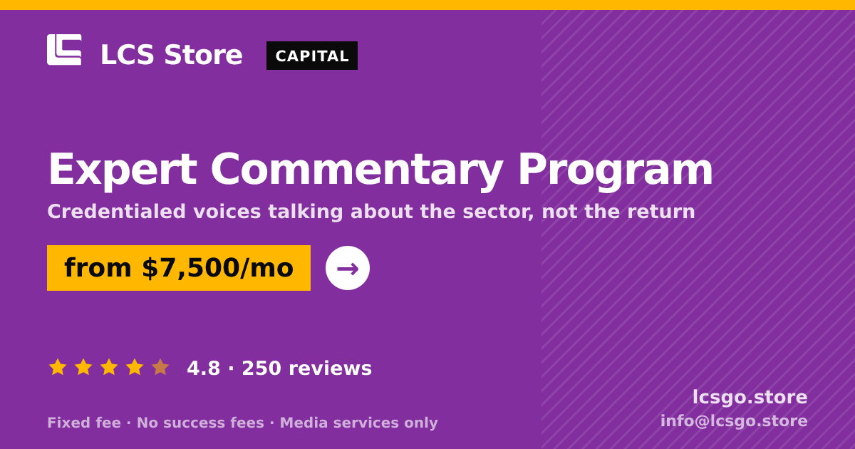 Expert Commentary Program — from $7,500/mo, rated 4.8/5 across 250 reviews. LCS Store.