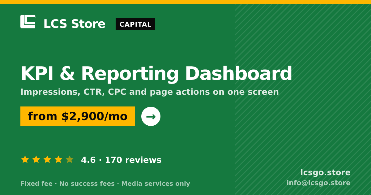 KPI & Reporting Dashboard — from $2,900/mo, rated 4.6/5 across 170 reviews. LCS Store.