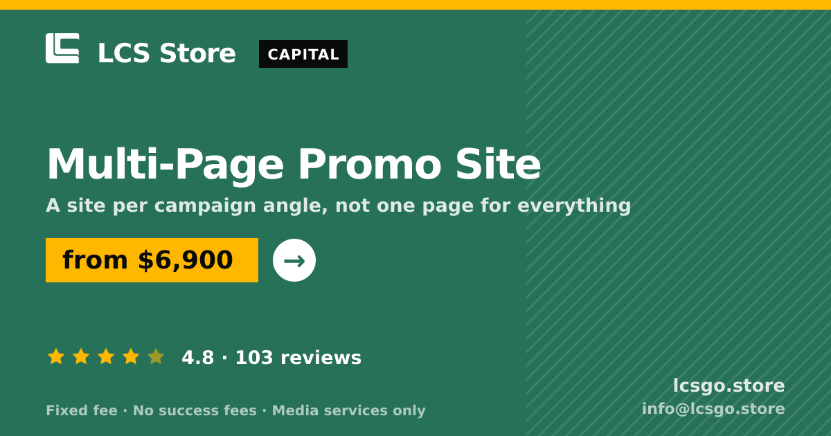Multi-Page Promo Site — from $6,900, rated 4.8/5 across 103 reviews. LCS Store.