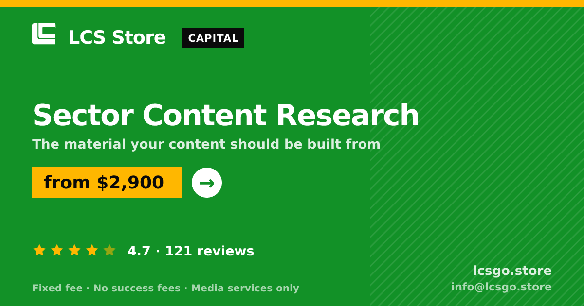 Sector Content Research — from $2,900, rated 4.7/5 across 121 reviews. LCS Store.