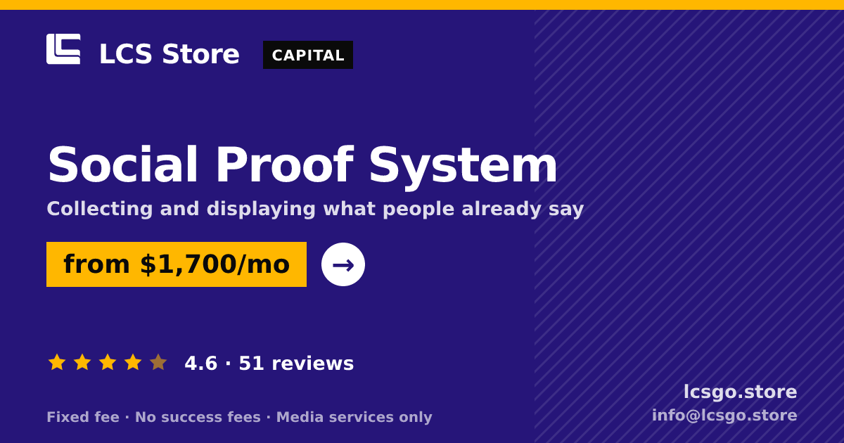 Social Proof System — from $1,700/mo, rated 4.6/5 across 51 reviews. LCS Store.