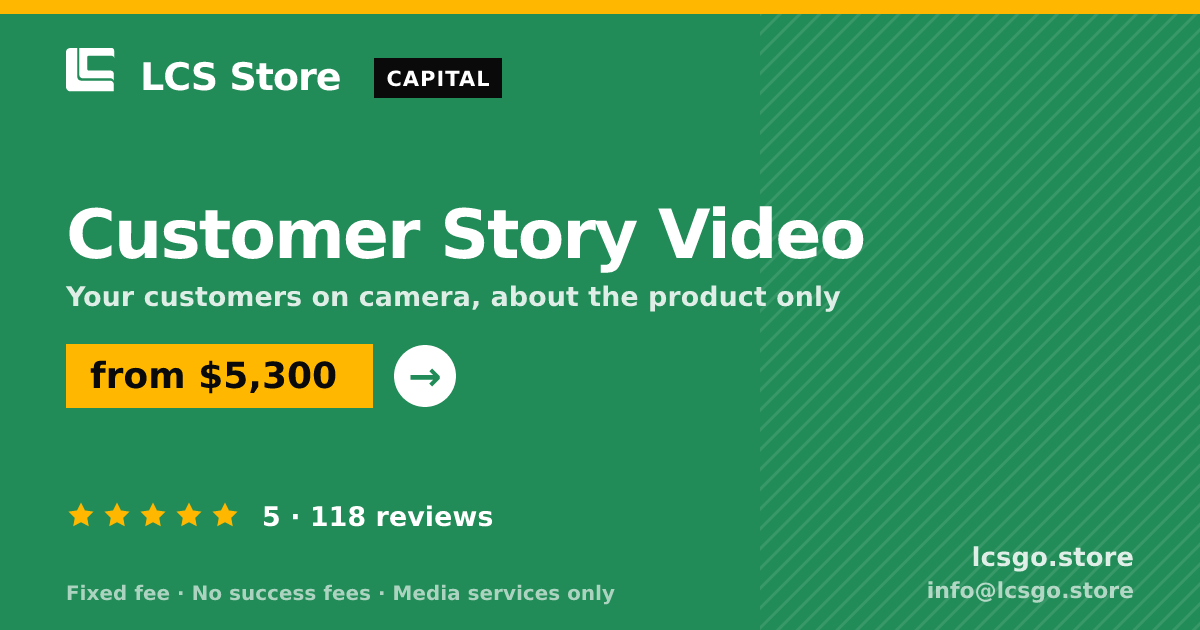 Customer Story Video — from $5,300, rated 5/5 across 118 reviews. LCS Store.