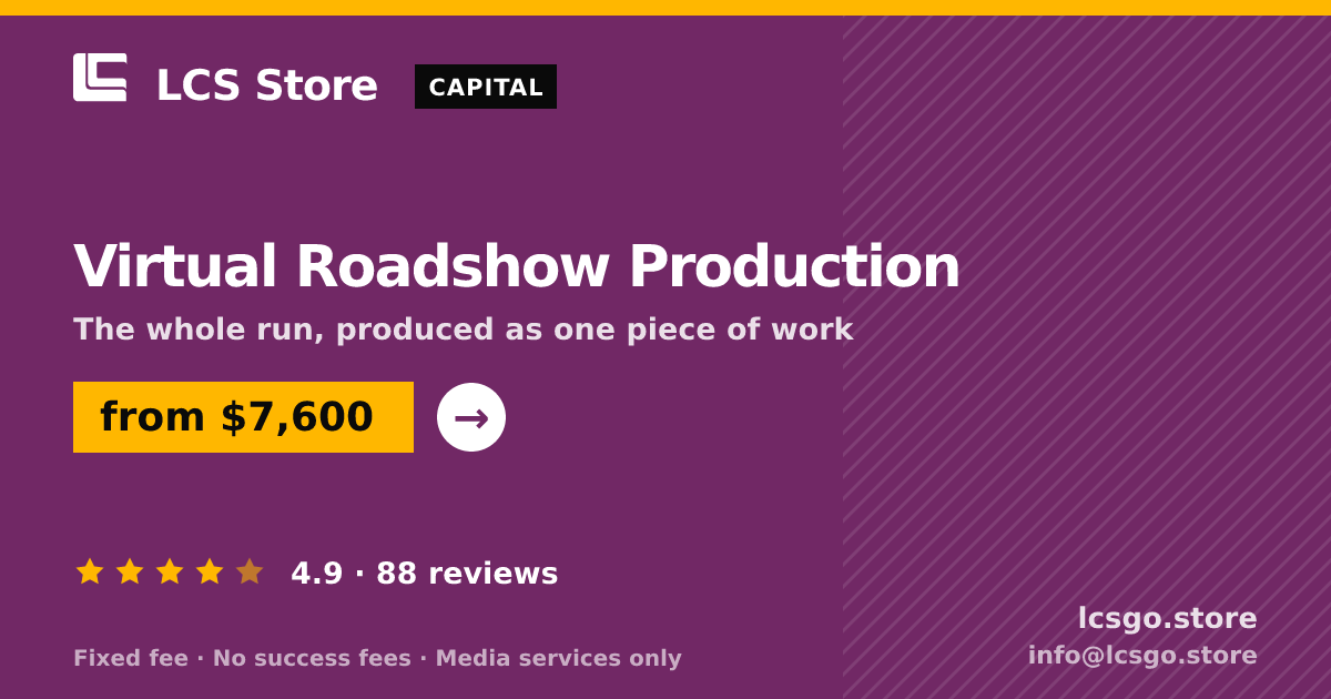 Virtual Roadshow Production — from $7,600, rated 4.9/5 across 88 reviews. LCS Store.