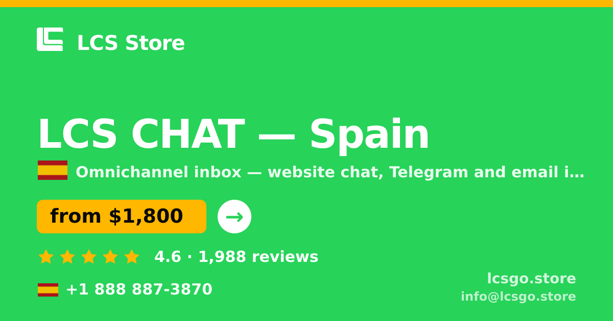 LCS CHAT in Spain — from $1,800/mo, rated 4.6/5 by 1988 clients. LCS Store.