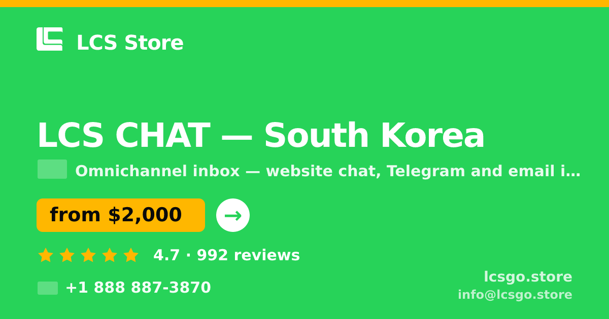 LCS CHAT in South Korea — from $2,000/mo, rated 4.7/5 by 992 clients. LCS Store.