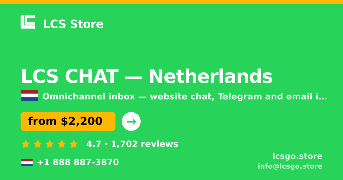 LCS CHAT in Netherlands — from $2,200/mo, rated 4.7/5 by 1702 clients. LCS Store.