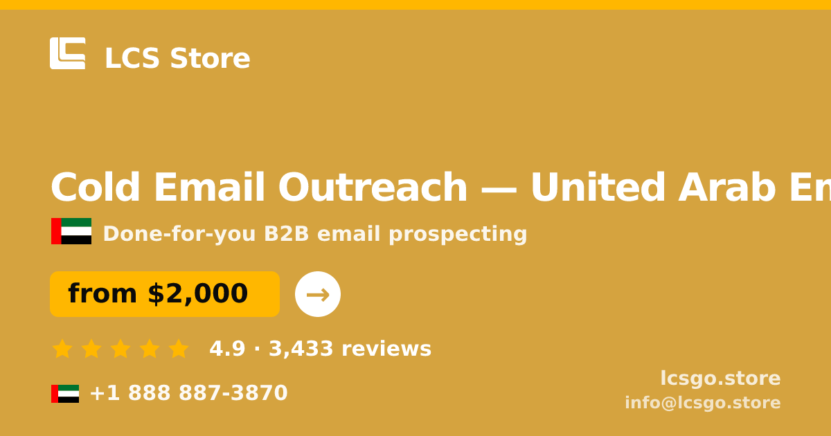 Cold Email Outreach in Abu Dhabi — from $1,800/mo, rated 4.5/5 by 1594 clients. LCS Store.