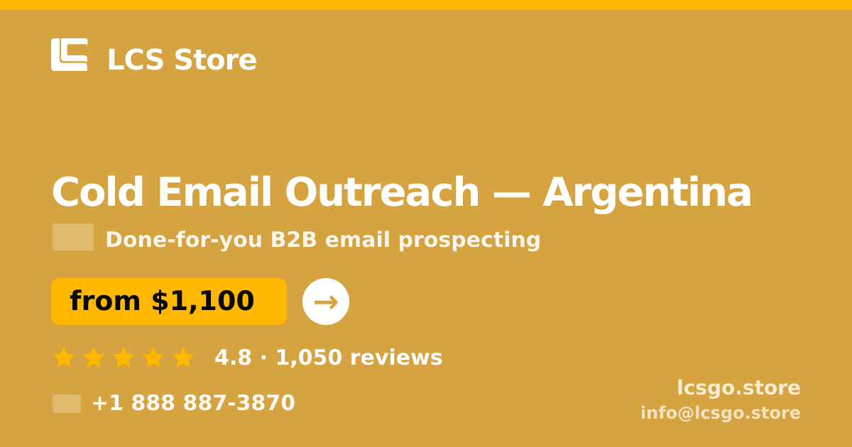 Cold Email Outreach in Argentina — from $1,100/mo, rated 4.8/5 by 1050 clients. LCS Store.