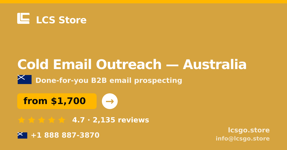 Cold Email Outreach in Perth — from $1,700/mo, rated 5/5 by 514 clients. LCS Store.