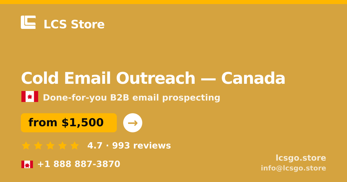 Cold Email Outreach in Toronto — from $1,200/mo, rated 4.8/5 by 2190 clients. LCS Store.
