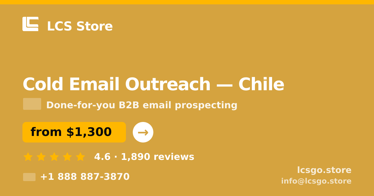 Cold Email Outreach in Santiago — from $950/mo, rated 4.7/5 by 3060 clients. LCS Store.