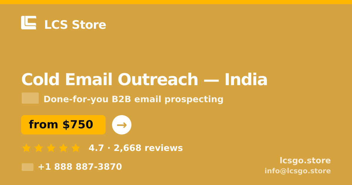 Cold Email Outreach in Chennai — from $550/mo, rated 5/5 by 2149 clients. LCS Store.