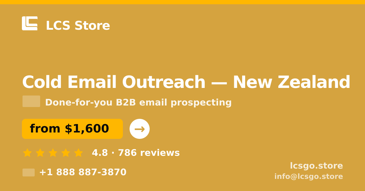 Cold Email Outreach in Wellington — from $1,700/mo, rated 4.9/5 by 3434 clients. LCS Store.
