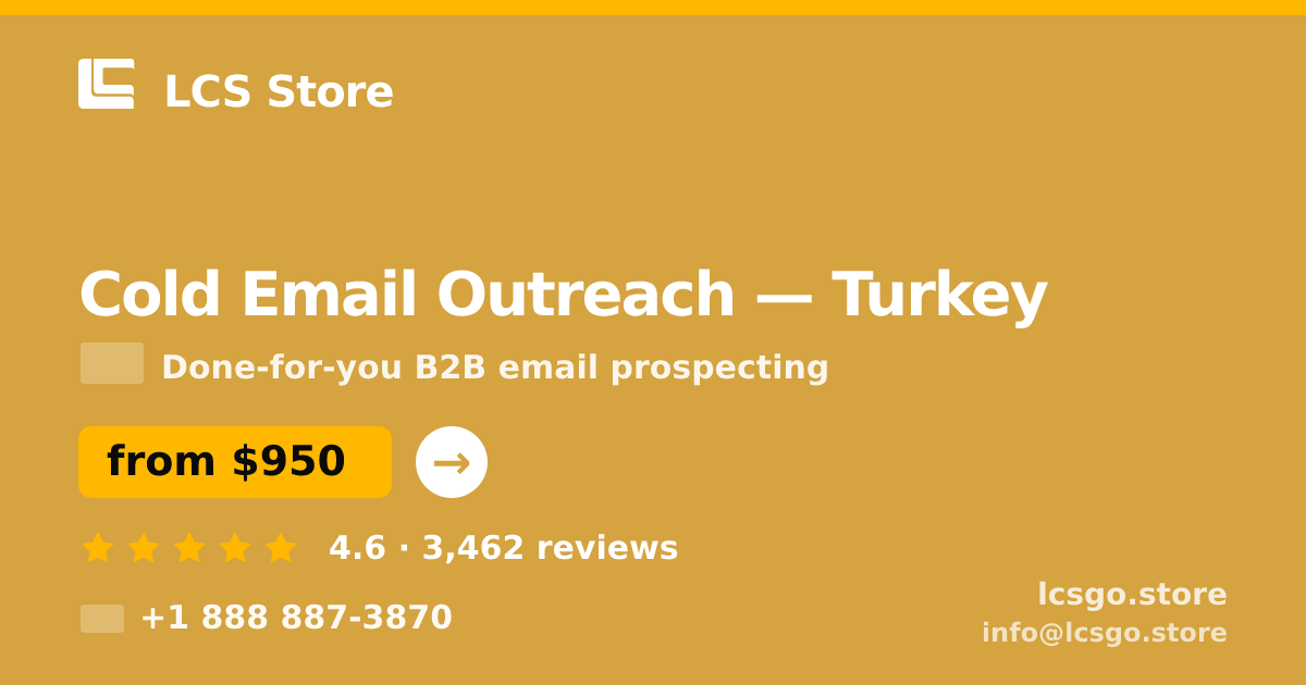 Cold Email Outreach in İzmir — from $600/mo, rated 4.5/5 by 1454 clients. LCS Store.