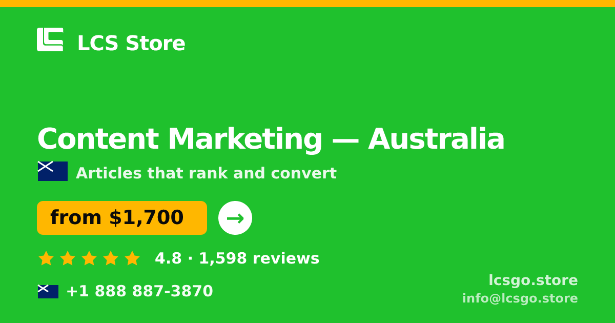 Content Marketing in Australia — from $1,700/mo, rated 4.8/5 by 1598 clients. LCS Store.