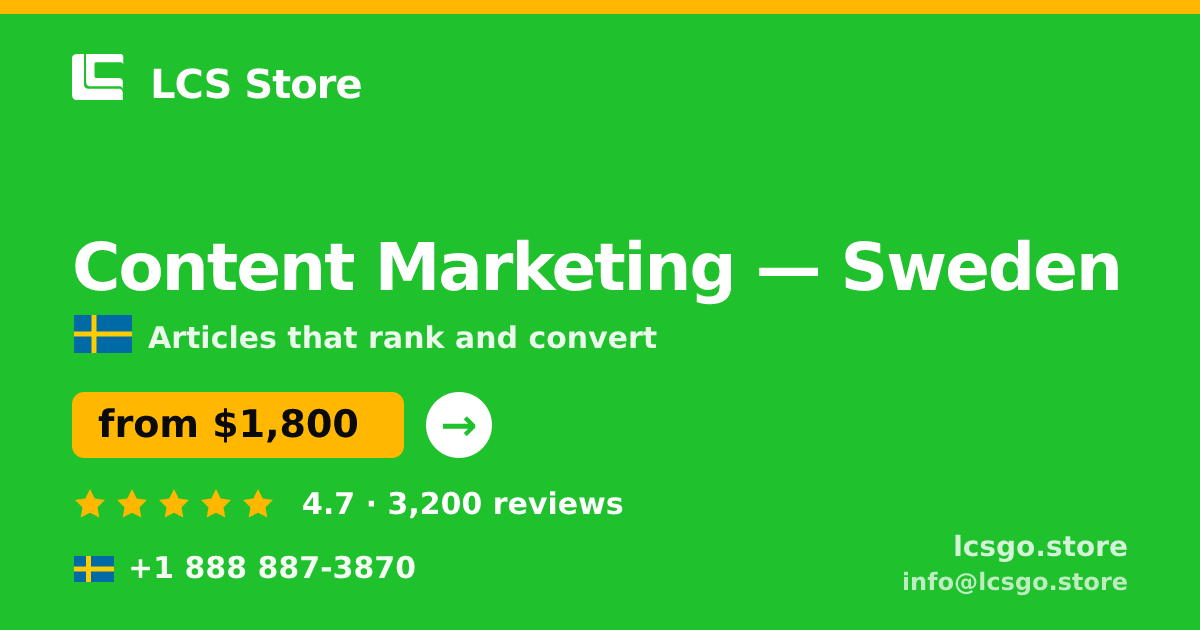 Content Marketing in Malmö — from $1,600/mo, rated 5/5 by 500 clients. LCS Store.