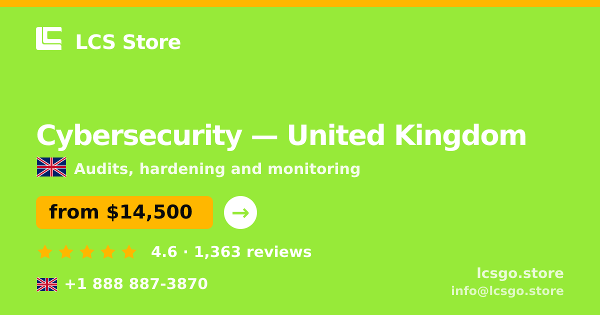 Cybersecurity in Edinburgh — from $12,500, rated 5/5 by 3117 clients. LCS Store.