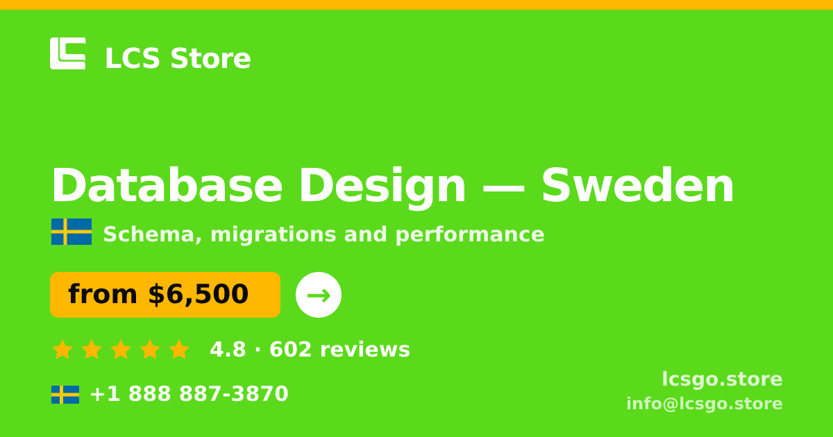 Database Design in Malmö — from $5,800, rated 4.8/5 by 955 clients. LCS Store.